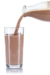Kakao Schoko Schokoladen Milch einschenken eingießen eingiessen Glas Flasche Milchglas...