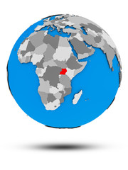 Uganda on political globe isolated