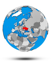 Naklejka premium Ukraine on political globe isolated