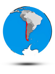 Chile on political globe isolated