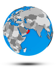 Oman on political globe isolated