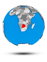 Botswana on political globe isolated