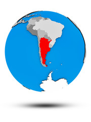 Argentina on political globe isolated