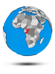 Congo on political globe isolated
