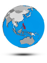 Philippines on political globe isolated