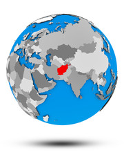 Afghanistan on political globe isolated