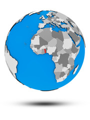 Togo on political globe isolated