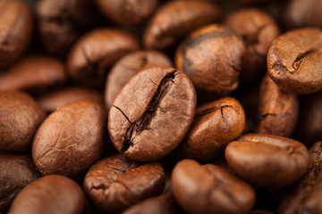 Roasted coffee of coffee beans texture background