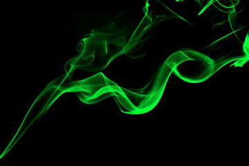Green smoke abstract on black background
