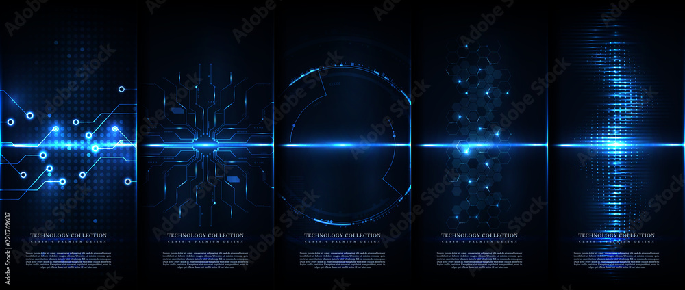 Wall mural technology collection abstract modern cyber background template vector