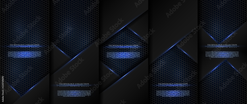Sticker technology collection abstract modern cyber carbon background card template vector