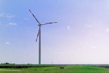 Wind turbine on the Energy Hill Georgswerder in Hamburg, Germany.