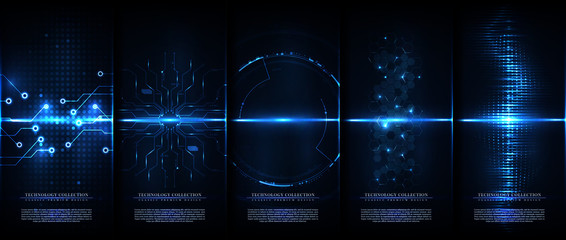 Technology collection abstract modern cyber background template vector