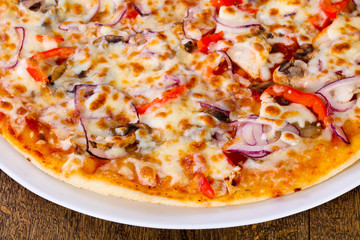 Pizza with beef and onion