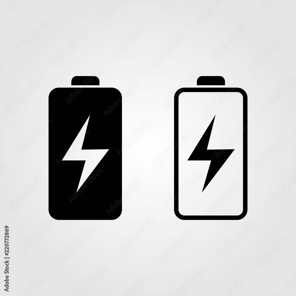 Poster Battery line icon flat style isolated on background. Battery icon sign symbol for web site and app design.