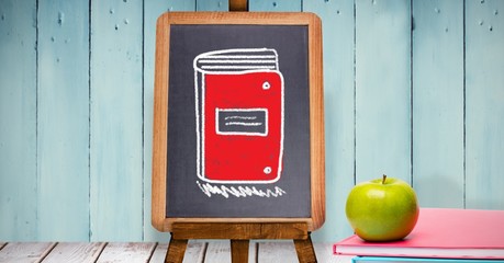 Folder notes education drawing on blackboard for school