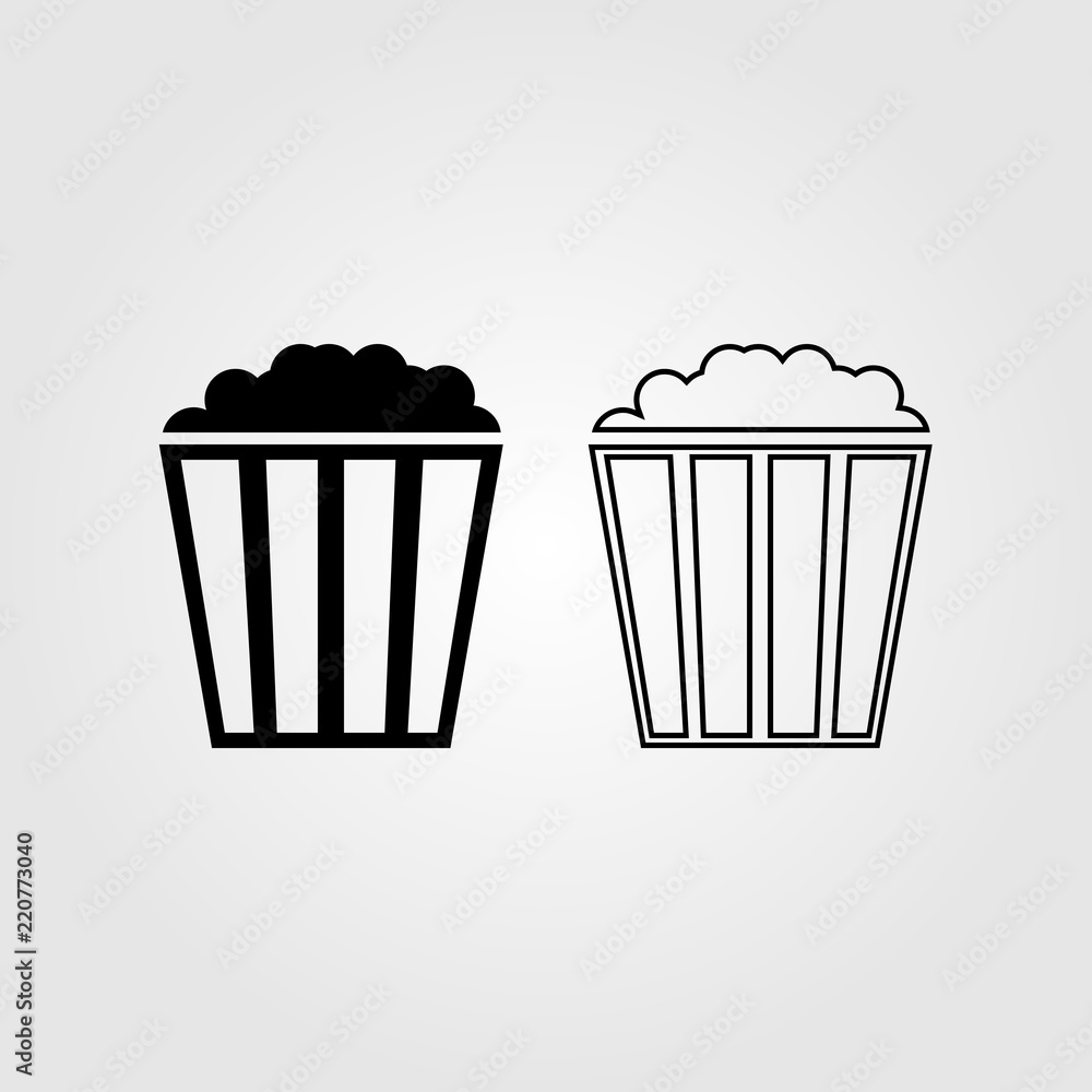 Poster Popcorn line icon flat style isolated on background. Popcorn icon sign symbol for web site and app design.