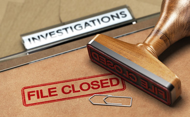 Investigative Services, Abandoned Investigation, File closed. - obrazy, fototapety, plakaty