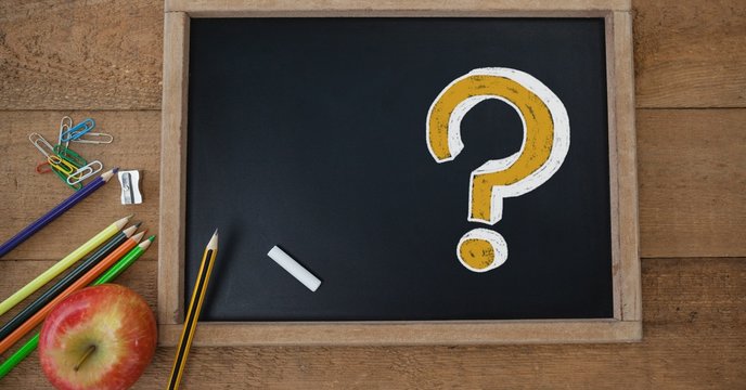 Question Mark on education blackboard