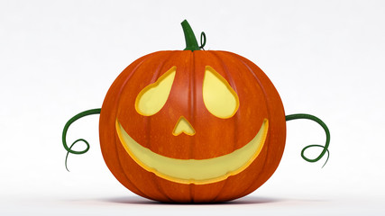 halloween, well pumpkin jack-o-lantern. 3d illustration