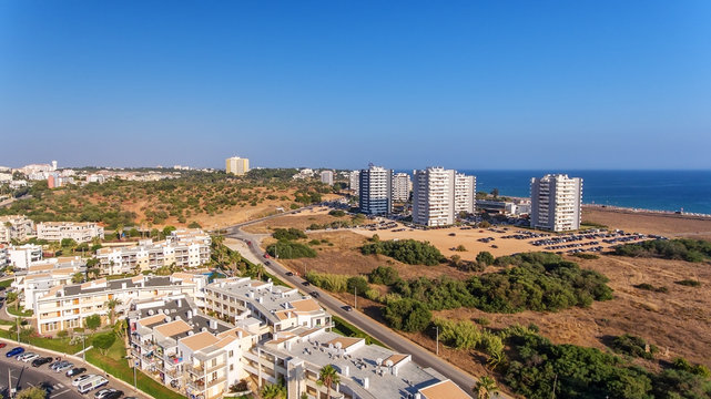 Aerial view of the village of Alvor, in the summer, in southern Portugal.