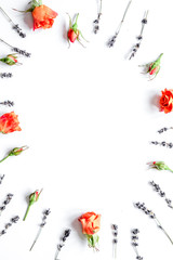 pattern of flowers on white background top view mock up