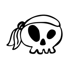 Pirate Skull, design element for decorating children's holidays, invitations, stickers and posters on Halloween