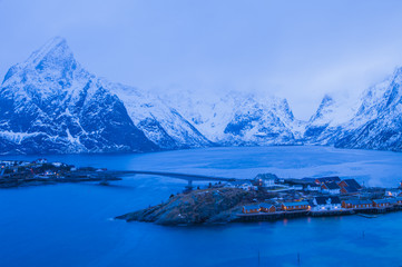 Obraz na płótnie Canvas Winter landscape of Lofoten islands, Norway, Europe