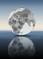 Kuwait on globe above water