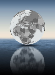 Cyprus on globe above water