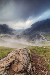 The Transfagarasan road to the fog