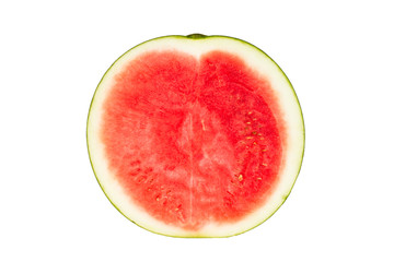 Rodaja de Sandía sobre fondo blanco aislado. Vista de frente. Copy space