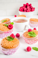 Home baked muffins with raspberries