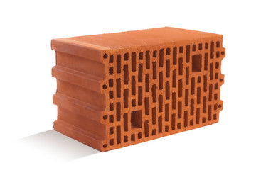 red brick (brick block) on a white background.