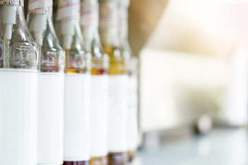 Empty bottle in a coffee cafe