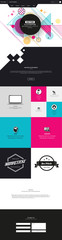 Abstract Geometric Trendy Website template, one page design, headers and interface elements.