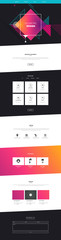 Abstract Geometric Trendy Website template, one page design, headers and interface elements.