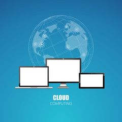 Cloud computing concept photorealistic vector
