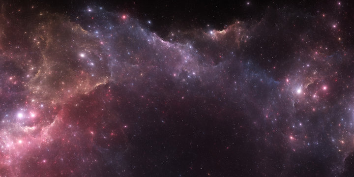 Deep space nebula. Giant interstellar cloud with stars