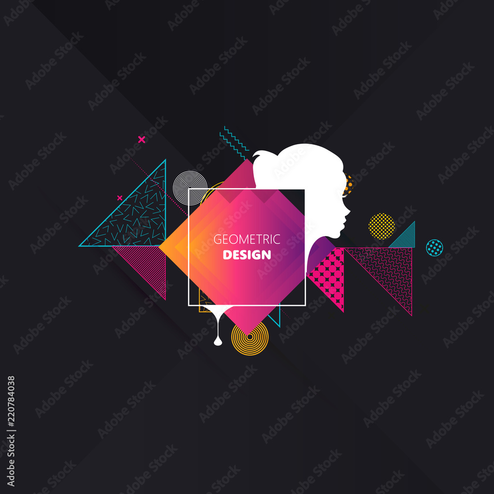 Poster trendy abstract background. composition of geometric shapes and abstract patterns. vector illustrati