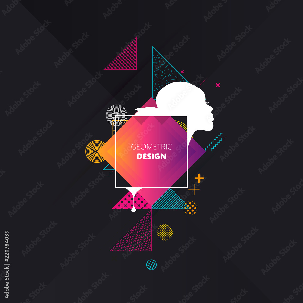 Aufkleber trendy abstract background. composition of geometric shapes and abstract patterns. vector illustrati