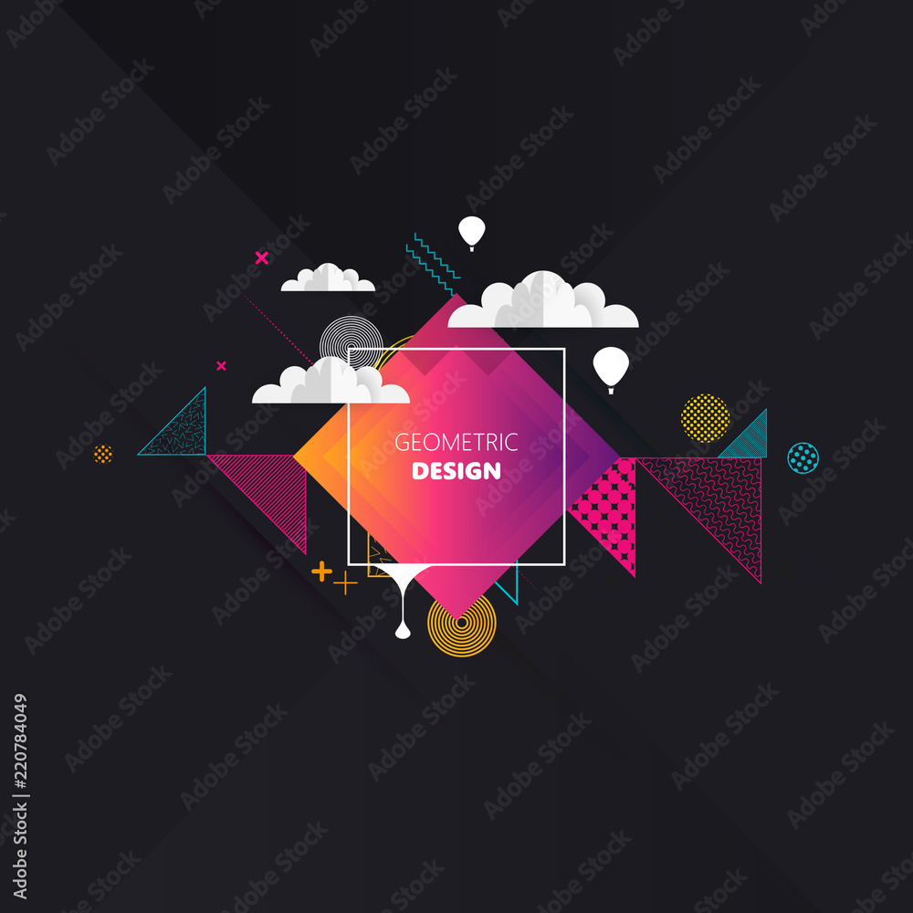 Wall mural trendy abstract background. composition of geometric shapes and abstract patterns. vector illustrati