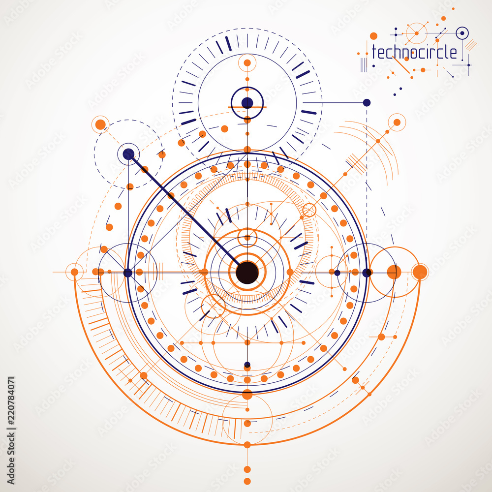 Poster engineering technology vector wallpaper made with circles and lines. technical drawing abstract back
