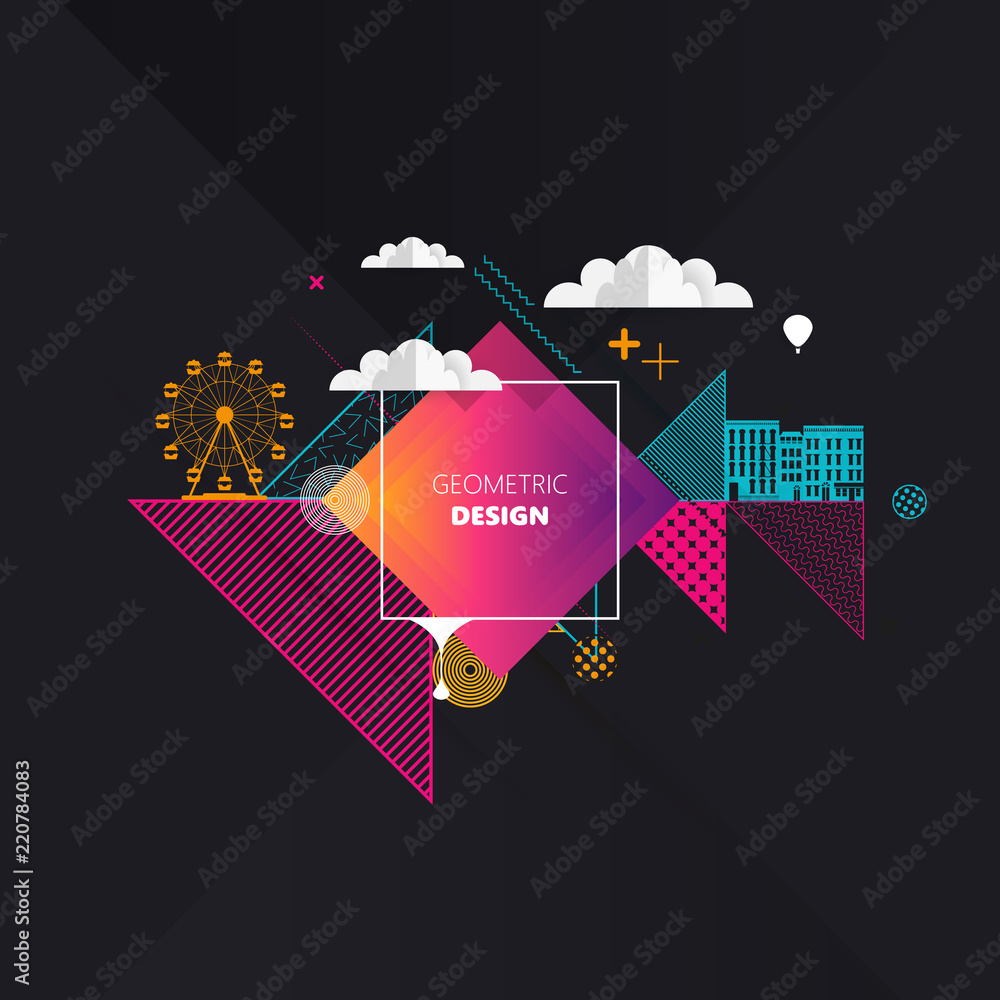 Poster trendy abstract background. composition of geometric shapes and abstract patterns. vector illustrati