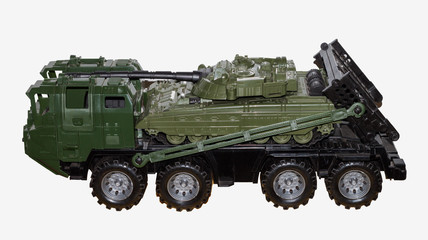 The powerful military truck with the modern tank