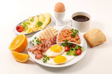 english breakfast on white background
