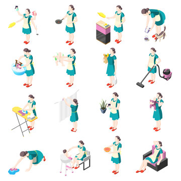 Tortured Housewife Isometric Icons