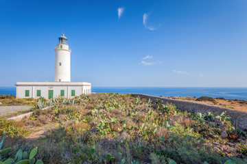 Fototapeta na wymiar La Mola Cape Lighthouse Formentera in Balearic Islands