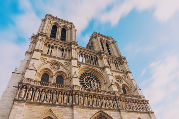 Notre Dame de Paris, amazing medieval cathedral church, one of the most famous tourist attraction...
