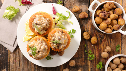 puff pastry with cream and mushroom